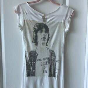 House of the Gods x Rolling Stones White Beaded Back Graphic Tunic – Rare & Edgy